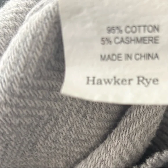 Hawker Rye Men's Grey Herringbone Premium Cotton Cashmere V Neck Sweater Large - Picture 7 of 7